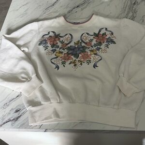 Alfred Dunner white grandma core Floral crewneck